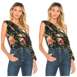 Alice + Olivia serita drape one sleeve top size small